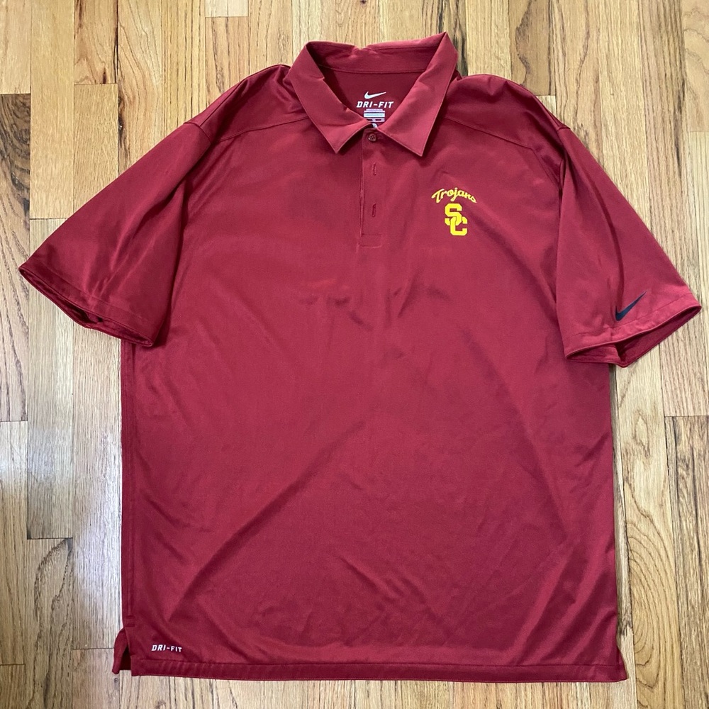 USC Trojans NCAA Nike Dri-FIT Sideline Performance Red Golf Polo Shirt Men's XL
